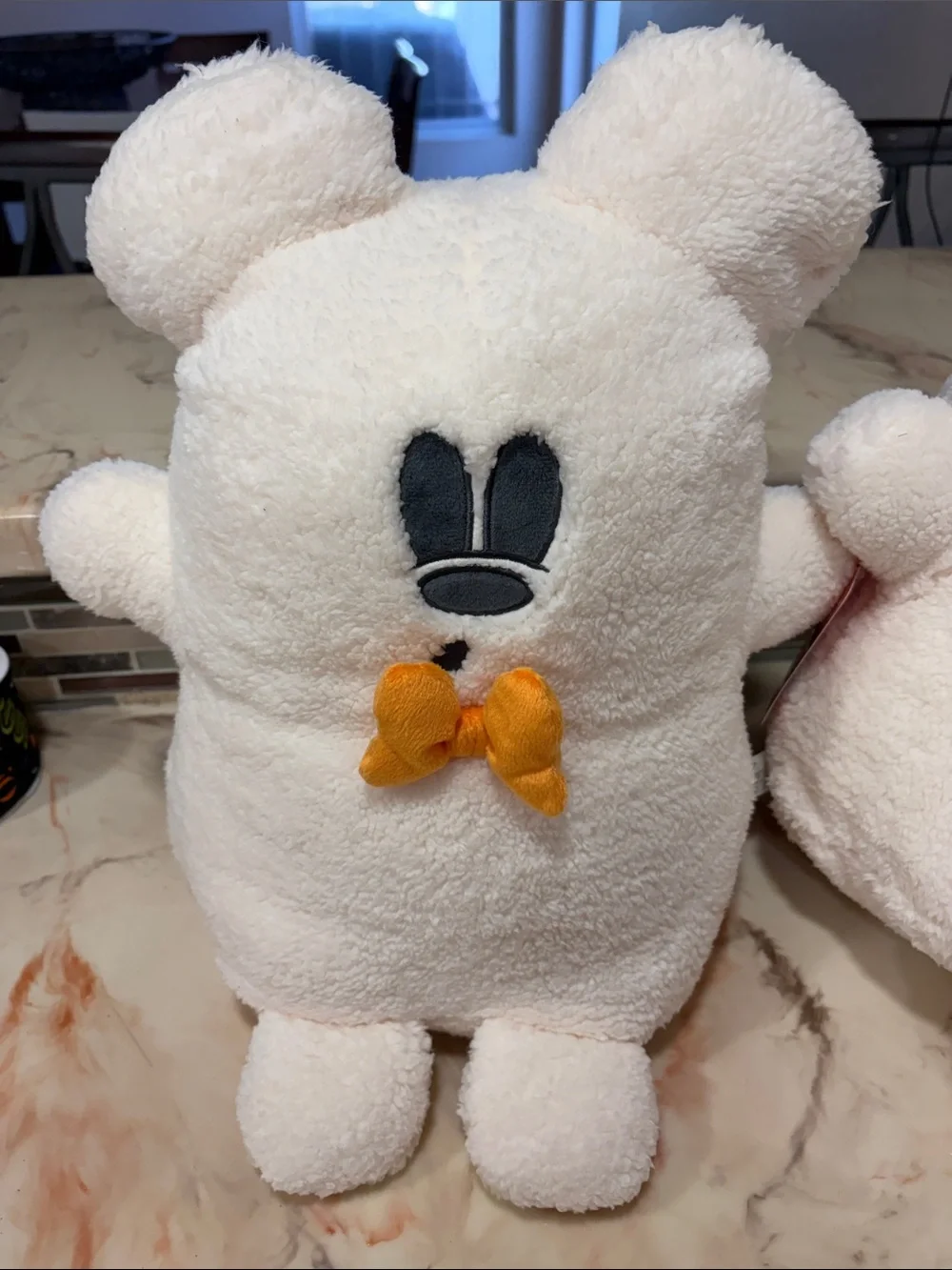 Disney Cream Plush Cartoon Character with Orange Bow